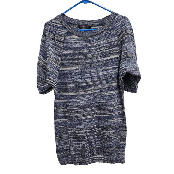 BCBGMAXAZRIA WomensKnit Crew Neck Tunic Top Size Small Blue Short Sleeve - Picture 1 of 7